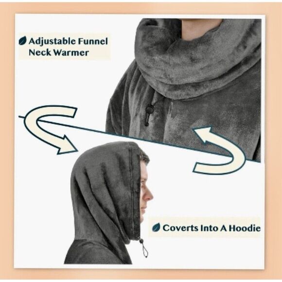Wearable Pavilion NECK WARMER HOODED PONCHO BLANKET - Picture 3 of 3